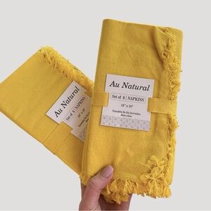 Au Natural by April Cornell 2 Sets of 6 Yellow Fringe Napkins- 12 Total